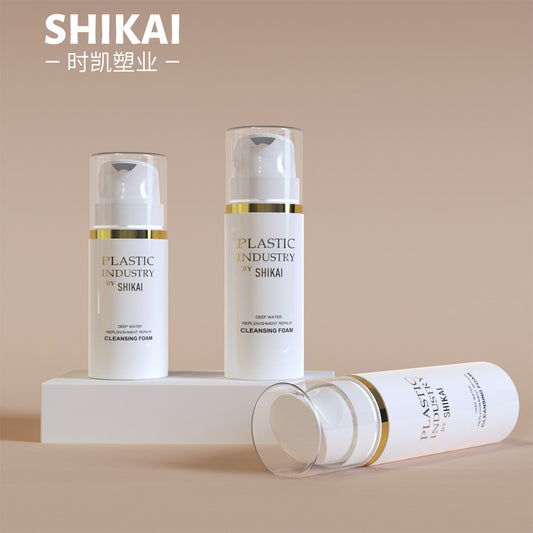 Spot 100ml Gold Edge Foaming Mousse Foam Bottle Repackaged Cleansing Facial Cleanser Cosmetic Bottle Plastic Empty Bottle